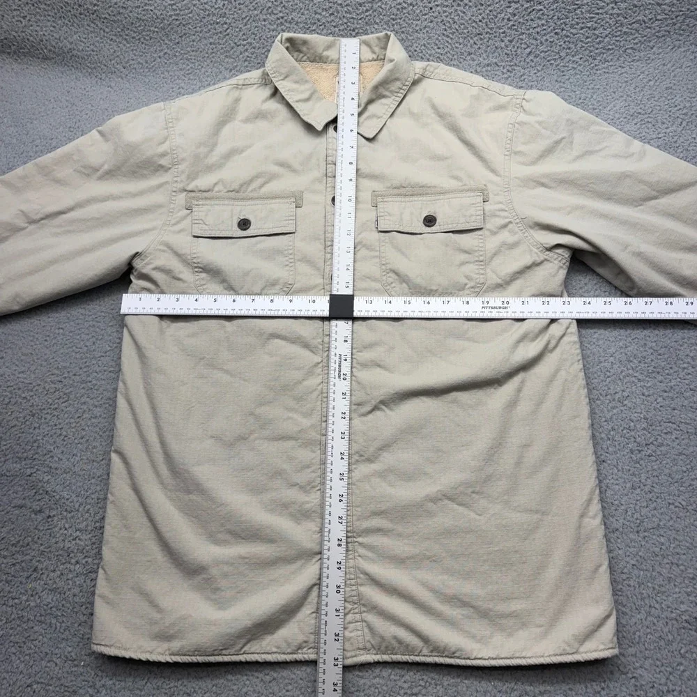 Levi's Mens Large Tan Sherpa Lined Utility Chore Canvas Shirt Jacket Shacket